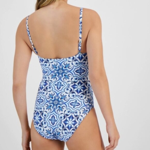 NWT! La Blanca Blue Alboran Sea Printed Tummy Control One Piece Swimsuit NEW! - Picture 3 of 3